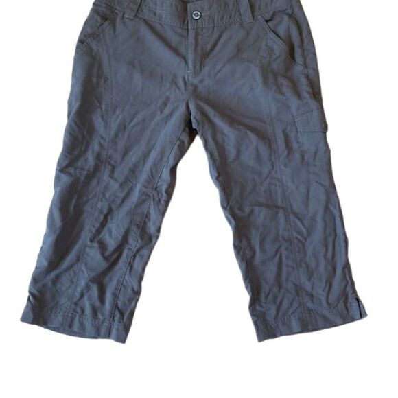 Womens COLUMBIA Green Brown Khaki Outdoor‎ Crop Capri  Pants Lightweight sz 4 - Picture 1 of 5